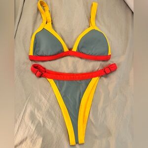 Maaji Vibrant Red, Yellow, and Gray Bikini